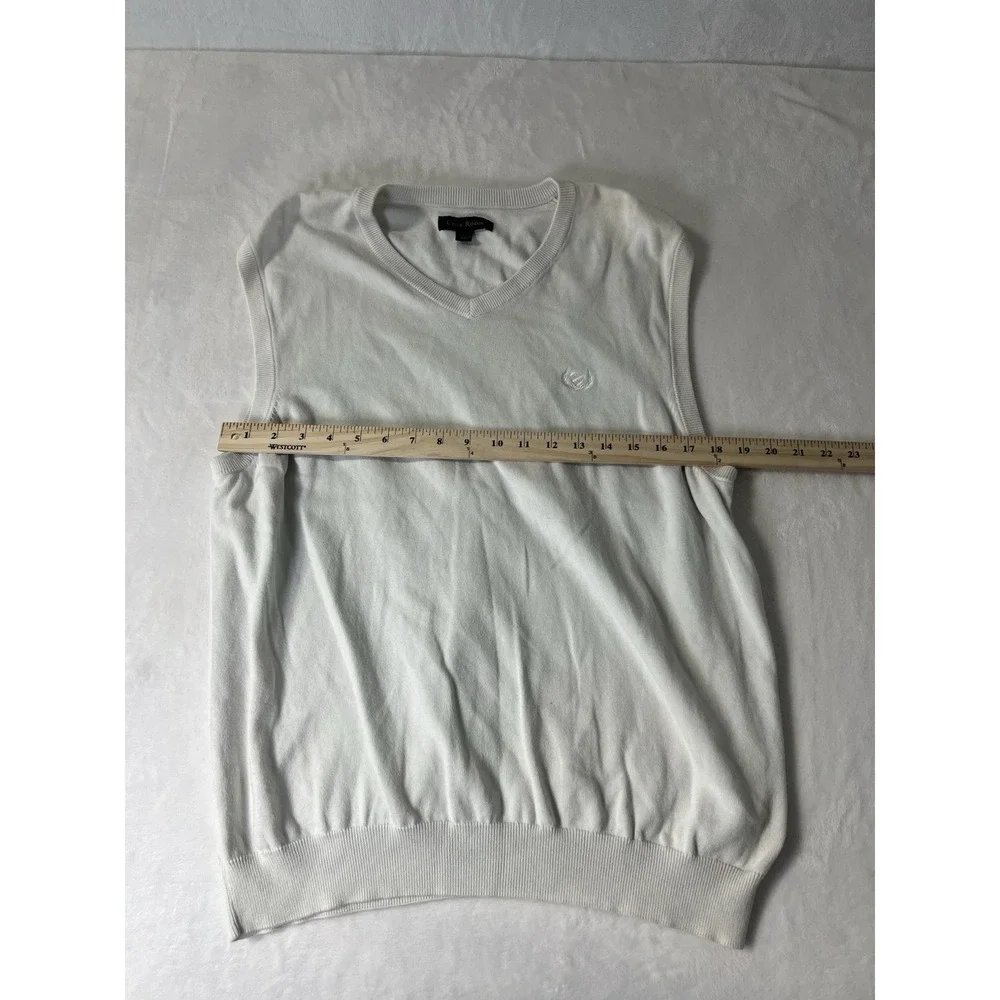 Club Room White V-Neck Cotton Cashmere Sweater Vest Mens Large Pullover